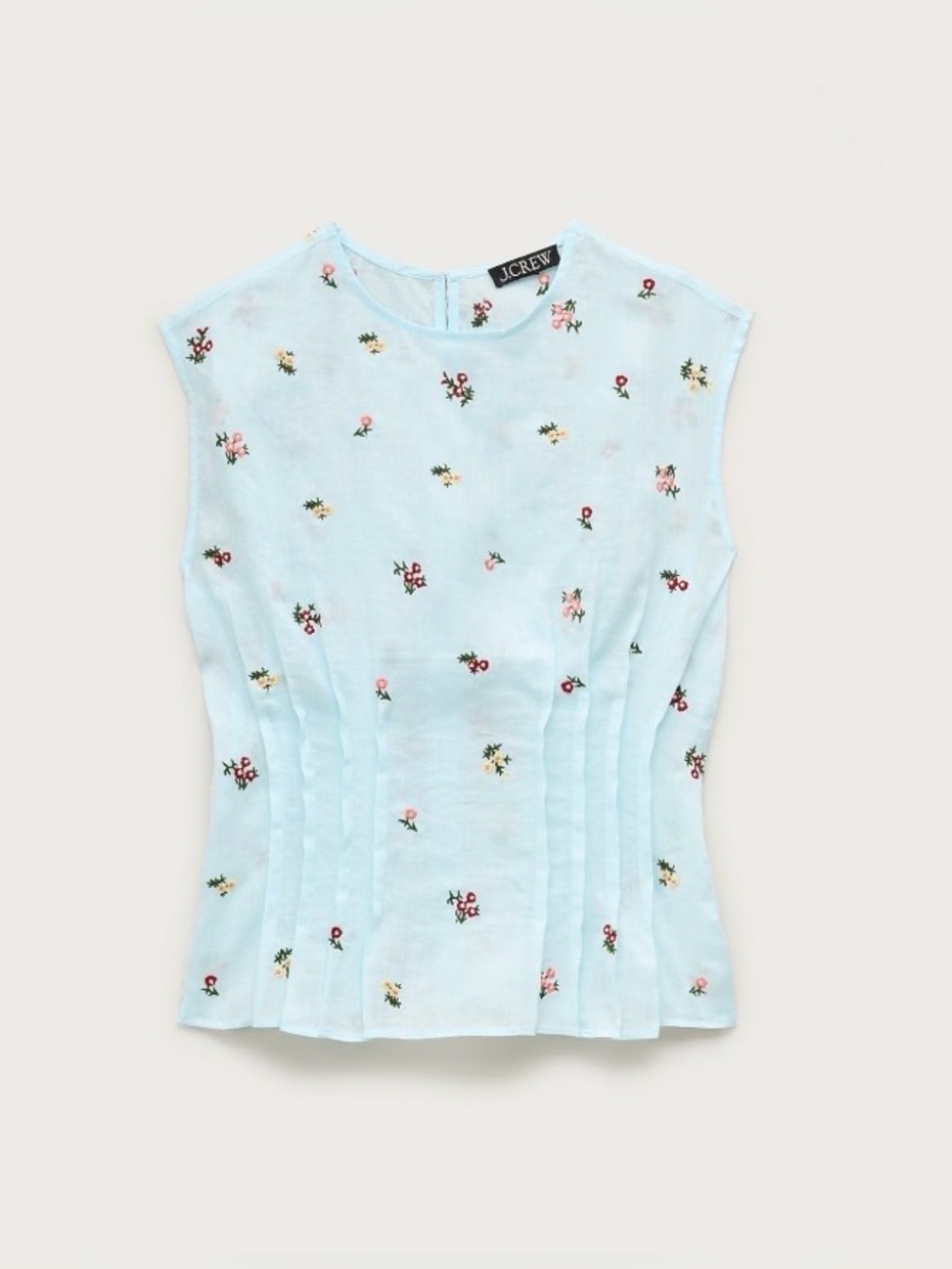 J. Crew Women’s Pintuck shell top in ramie with embroidered florals.Sz 0.NWT.